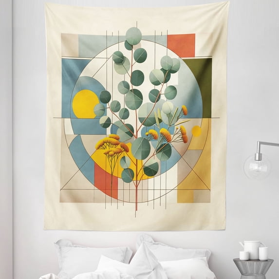 Ambesonne Eucalyptus Leaves Tapestry Twin Size, Classic Branches, 68"x88", Laurel Green Multicolor