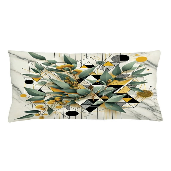 Ambesonne Eucalyptus Leaves Throw Pillow Cushion Cover, Blossomy Leaf Art, 36" X 16", Green Black Mustard