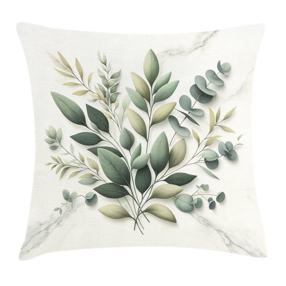 Ambesonne Eucalyptus Leaves Throw Pillow Cushion Cover, Botanical Art, 20" X 20", Sage Green Off White