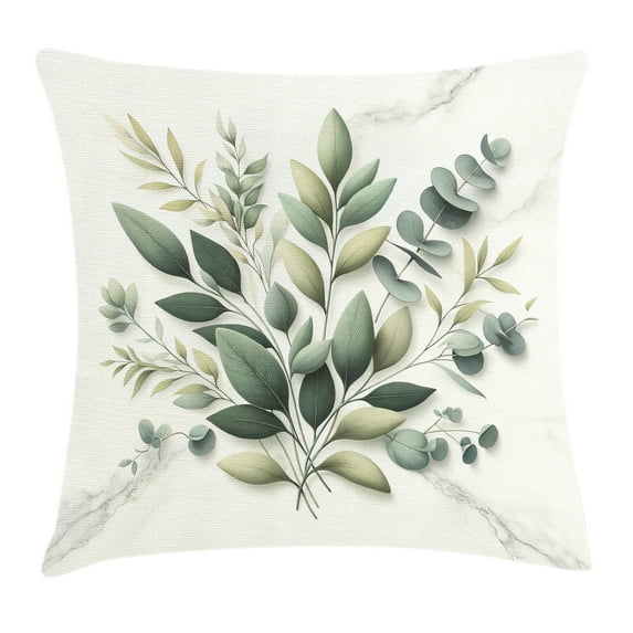 Ambesonne Eucalyptus Leaves Throw Pillow Cushion Cover, Botanical Art, 26" X 26", Sage Green Off White