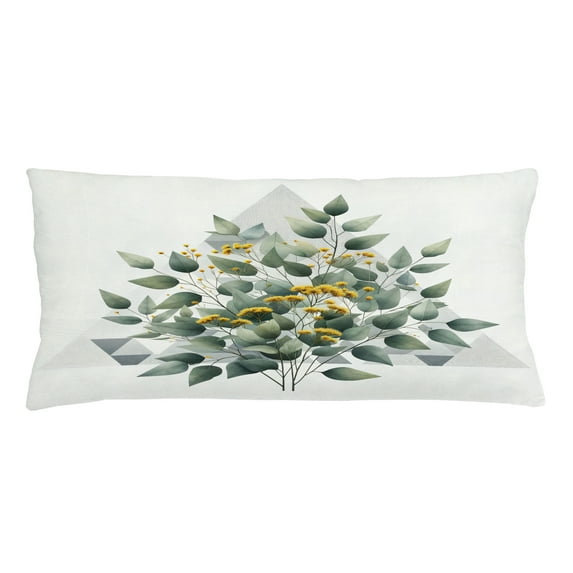 Ambesonne Eucalyptus Leaves Throw Pillow Cushion Cover, Branch Triangle, 36" X 16", Laurel Green White