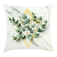 thumbnail image 1 of Ambesonne Eucalyptus Leaves Throw Pillow Cushion Cover, Branches Polygons, 16" X 16", Peacock Green Mustard, 1 of 2