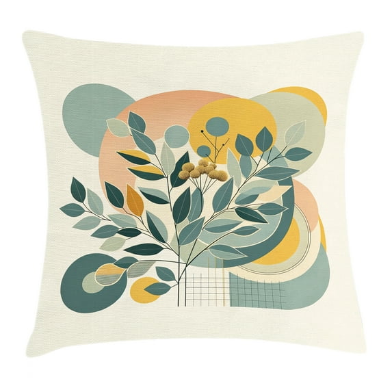 Ambesonne Eucalyptus Leaves Throw Pillow Cushion Cover, Geometric Nature, 36" X 36", Orange Dark Sea Green