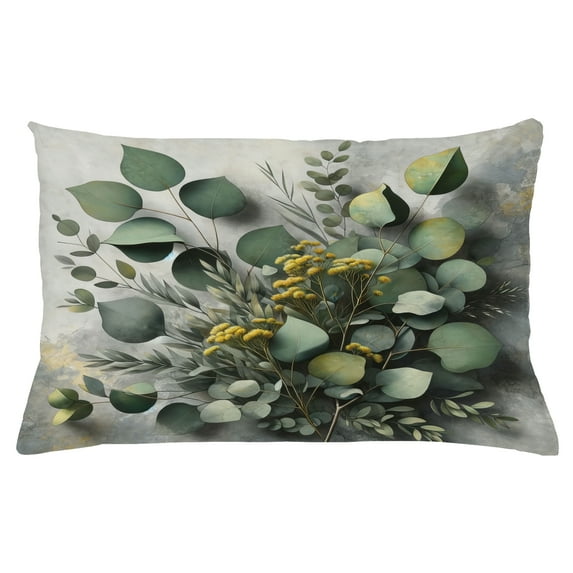 Ambesonne Eucalyptus Leaves Throw Pillow Cushion Cover, Love of Nature, 26" X 16", Mustard and Reseda Green