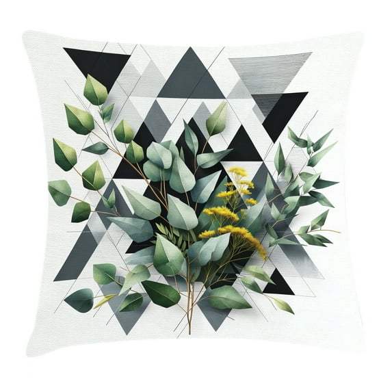 Ambesonne Eucalyptus Leaves Throw Pillow Cushion Cover, Meadow Bouquet, 40" X 40", Dark Blue Grey and Green
