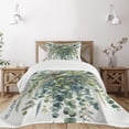 thumbnail image 1 of Ambesonne Eucalyptus Quilted Bedspread Set 2 Pcs, Botanical Watercolor, Twin Size, Laurel Green Slate Blue, 1 of 4