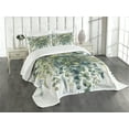 thumbnail image 1 of Ambesonne Eucalyptus Quilted Bedspread Set 3 Pcs, Botanical Watercolor, Queen Size, Laurel Green Slate Blue, 1 of 4