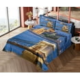 thumbnail image 1 of Ambesonne Europe Fitted & Top Sheet Set with Shams, River of Budapest Bridge, Multicolor, 1 of 5
