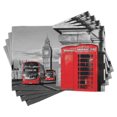 thumbnail image 1 of Ambesonne Europe Place Mats Set of 4, London Retro Phone Booth, Standard Size, Red Grey, 1 of 6
