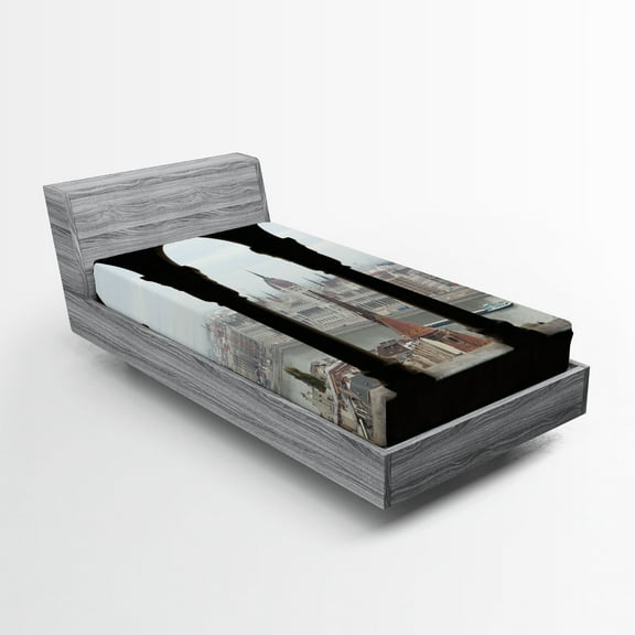 Ambesonne European Fitted Sheet, Hungarian Parliament, Twin Size, Multicolor