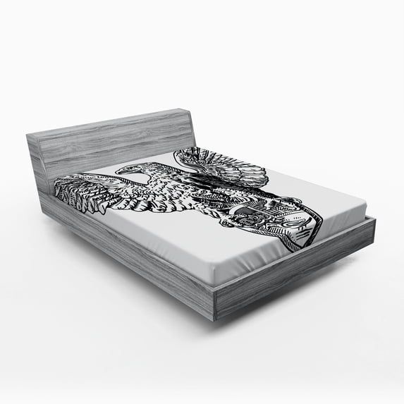 Ambesonne European Fitted Sheet, Italian Rome Heraldry, Full Size, Black White