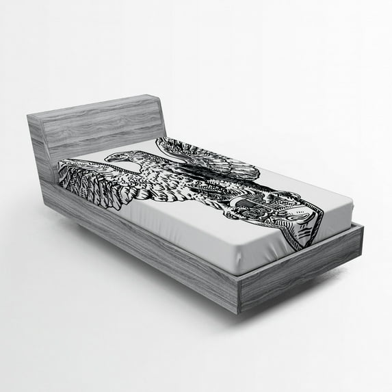 Ambesonne European Fitted Sheet, Italian Rome Heraldry, Twin Size, Black White