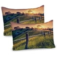 thumbnail image 1 of Ambesonne European Pillow Sham 2 Pack, Morning Sunbeams Sky, 36"x20", Fern Green Yellow, 1 of 3