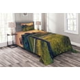 thumbnail image 1 of Ambesonne European Quilted Bedspread Set 2 Pcs, Morning Sunbeams Sky, Twin Size, Fern Green Yellow, 1 of 3
