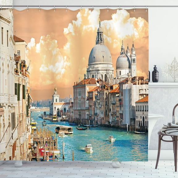 Ambesonne European Shower Curtain, Historical Venice City, 69"Wx84"L, Multicolor