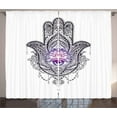 thumbnail image 1 of Ambesonne Evil Eye Curtains 2 Panel Set, Ethnic Drawn Hand of Fatma, 108" x 63", Purple White and Black, 1 of 1