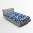 thumbnail image 1 of Ambesonne Evil Eye Fitted Sheet, Turkish Traditional, Twin Size, Orange Yellow and Blue, 1 of 2