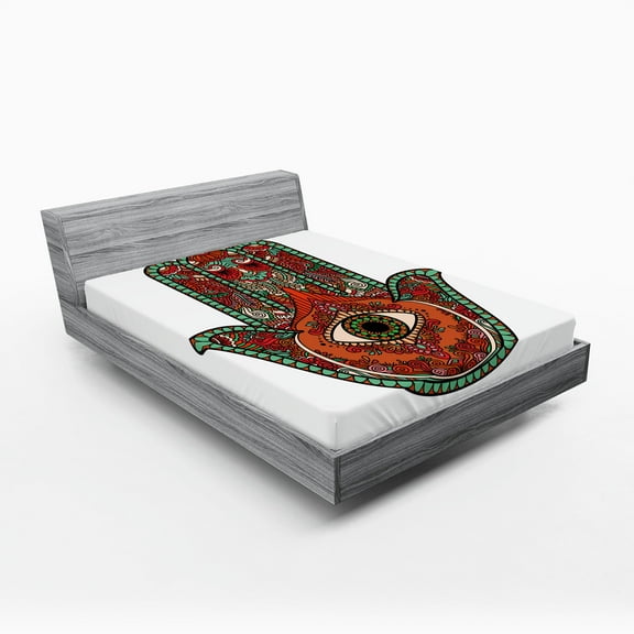 Ambesonne Evil Eye Fitted Sheet, Vintage Boho Colorful, Queen Size, Multicolor