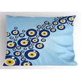 thumbnail image 1 of Ambesonne Evil Eye Pillow Sham, Diagonal Vivid Pattern, 26" X 20", Blue Pale Blue Yellow, 1 of 2