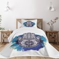 thumbnail image 1 of Ambesonne Evil Eye Quilted Bedspread Set 2 Pcs, Hamsa Brushstrokes, Twin Size, Pale Blue Dark Blue, 1 of 5