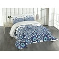 thumbnail image 1 of Ambesonne Evil Eye Quilted Bedspread Set 3 Pcs, Traditional Beads Luck, King Size, Dark Blue and Pale Blue, 1 of 5