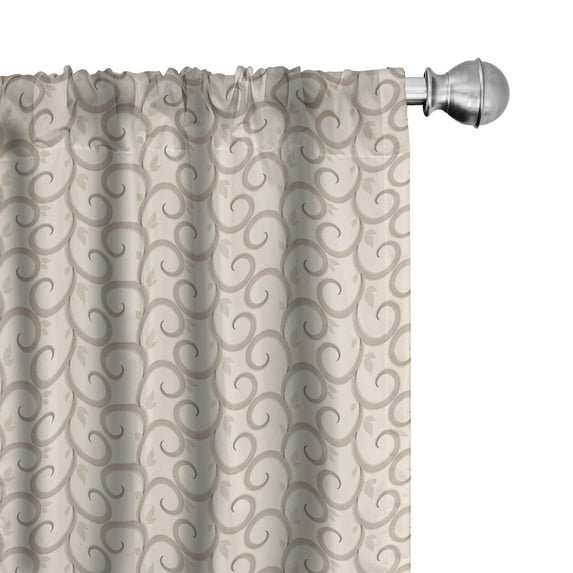 Ambesonne Exotic Window Curtains, Baroque Retro Floral, Each 28" W x 84" L, Beige