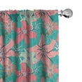 thumbnail image 1 of Ambesonne Exotic Window Curtains, Shabby Jungle Blooms Image, Each 28" W x 84" L, Coral Turquoise, 1 of 4