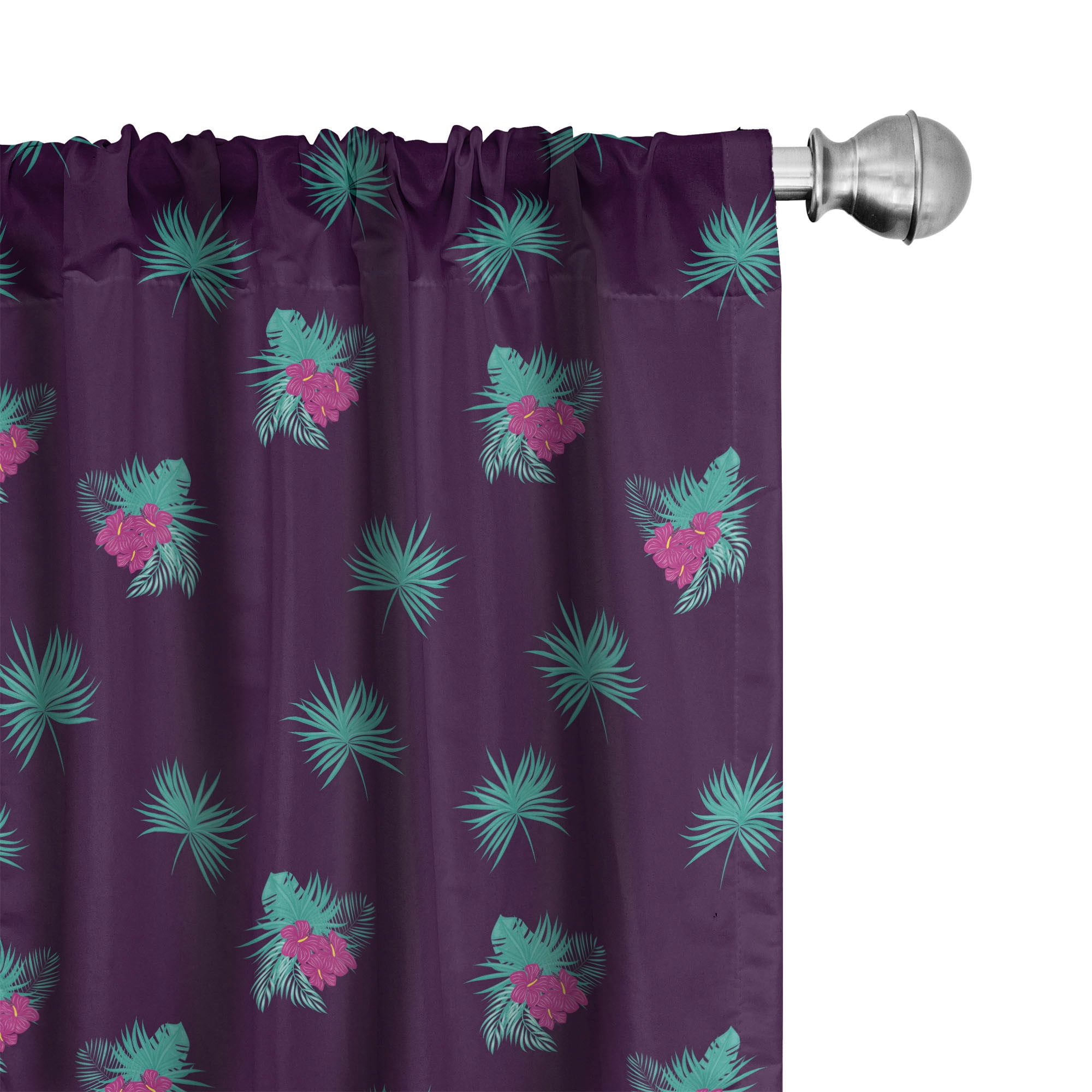 Ambesonne Exotic 4Panel Curtains, Wild Tropical Leaves Print, 56"x84