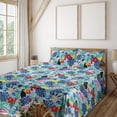 thumbnail image 1 of Ambesonne Exotic Birds Fitted & Flat Sheet with Shams 4 Pcs Set, Toucan Flamingo Floral, Calking, Sky Blue Multicolor, 1 of 5
