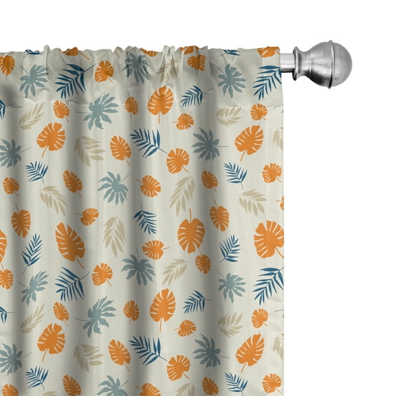 Ambesonne Exotic Curtains, Autumn Falling Palm Leaves, Pair of 28"x84", Cream and Marigold