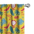 thumbnail image 1 of Ambesonne Exotic Curtains, Cartoon Tropical Leaves Art, Pair of 28"x63", Petrol Blue Dark Pink, 1 of 5