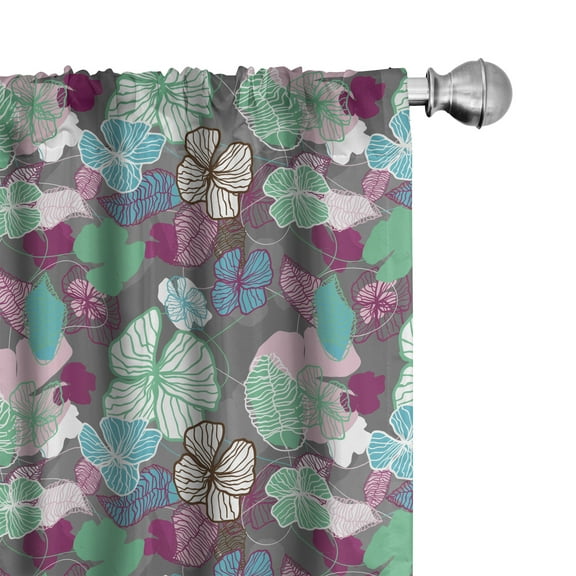 Ambesonne Exotic Curtains, Hawaiian Blossom Plants, Pair of 28"x84", Multicolor