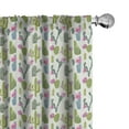 thumbnail image 1 of Ambesonne Exotic Curtains, Saguaro Plant Floral, Pair of 28"x95", Lime Green and Slate Blue, 1 of 5