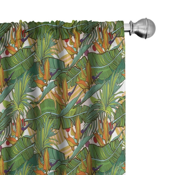 Ambesonne Exotic Curtains, Summer Tropical Foliage Art, Pair of 28"x95", Multicolor