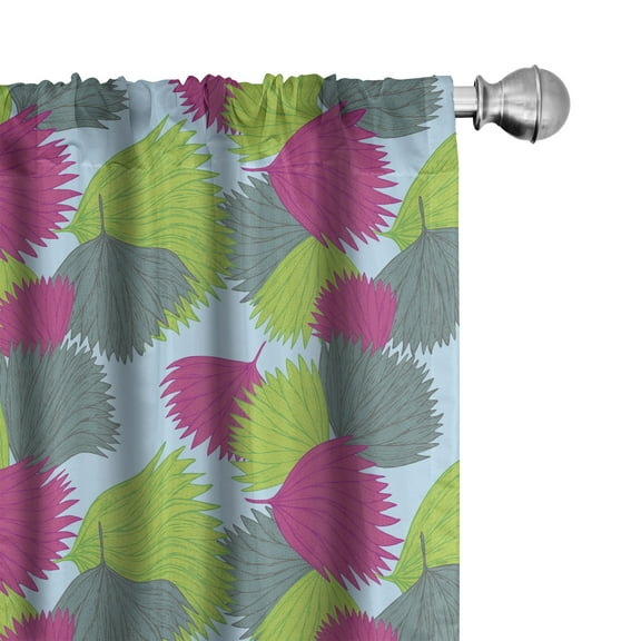 Ambesonne Exotic Curtains, Tropic Plant Botany Leaves, Pair of 28"x63", Multicolor