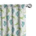 thumbnail image 1 of Ambesonne Exotic Curtains, Watercolor Lizards and Cacti, Pair of 28"x63", Sea Blue Lime Green, 1 of 5