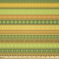 thumbnail image 1 of Ambesonne Exotic Ethnic Fabric by the Yard Microfiber, Folk Shapes Stripes, 5 Yards, Green Marigold Yellow, 1 of 2
