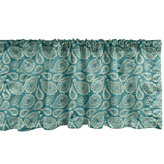 Ambesonne Exotic Ethnic Valance Pack of 2, Paisley Oriental Art, 54"X12", Mint Green Cream Teal