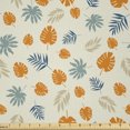 thumbnail image 1 of Ambesonne Exotic Fabric by the Yard Microfiber, Autumn Falling Palm Leaves, 5 Yards, Cream and Marigold, 1 of 2
