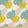 thumbnail image 1 of Ambesonne Exotic Fabric by the Yard Microfiber, Oversimplified Monstera Art, 2 Yards, Pale Teal Earth Yellow, 1 of 2