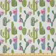 thumbnail image 1 of Ambesonne Exotic Fabric by the Yard Microfiber, Saguaro Plant Floral, 5 Yards, Lime Green and Slate Blue, 1 of 2
