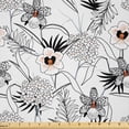 thumbnail image 1 of Ambesonne Exotic Fabric by the Yard Microfiber, Tropic Foliage Wildflowers, 5 Yards, Black Dark Orange and White, 1 of 1