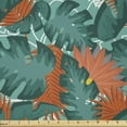 thumbnail image 1 of Ambesonne Exotic Fabric by the Yard Microfiber, Tropical Jungle Monstera, 5 Yards, Teal Orange and Turquoise, 1 of 2
