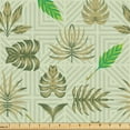 thumbnail image 1 of Ambesonne Exotic Fabric by the Yard Upholstery, Asymmetric Tropical Leave, 10 Yards, Khaki Green, 1 of 5