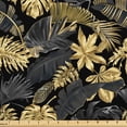 thumbnail image 1 of Ambesonne Exotic Fabric by the Yard Upholstery, Botanical Tropical Flowers, 3 Yards, Dark Grey Fawn and Mustard, 1 of 5