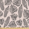thumbnail image 1 of Ambesonne Exotic Fabric by the Yard Upholstery, Exotic Palm Leaves Pastel, 10 Yards, Blush Charcoal Grey, 1 of 5