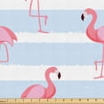 thumbnail image 1 of Ambesonne Exotic Fabric by the Yard Upholstery, Flamingo Striped Backdrop, 2 Yards, Pale Pink Soft Blue and White, 1 of 5