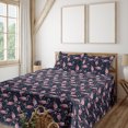 thumbnail image 1 of Ambesonne Exotic Fitted & Flat Sheet with Sham 3 Pcs Set, Flamingo Tropical Atmophere, Twin XL, Pale Pink Dark Sky Blue, 1 of 5