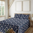 thumbnail image 1 of Ambesonne Exotic Fitted & Flat Sheet with Shams 4 Pcs Set, Cheetah Tiger Zebra Wild Art, Full, Night Blue and Ruby, 1 of 1