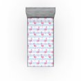 thumbnail image 1 of Ambesonne Exotic Fitted Sheet, Flamingo Striped Backdrop, Twin XL Size, Pale Pink Soft Blue and White, 1 of 5